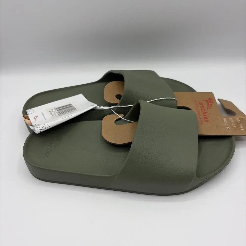 Archies Olive Green Arch Support Flip Flops Unisex Sz US M 7 W 8 NWT